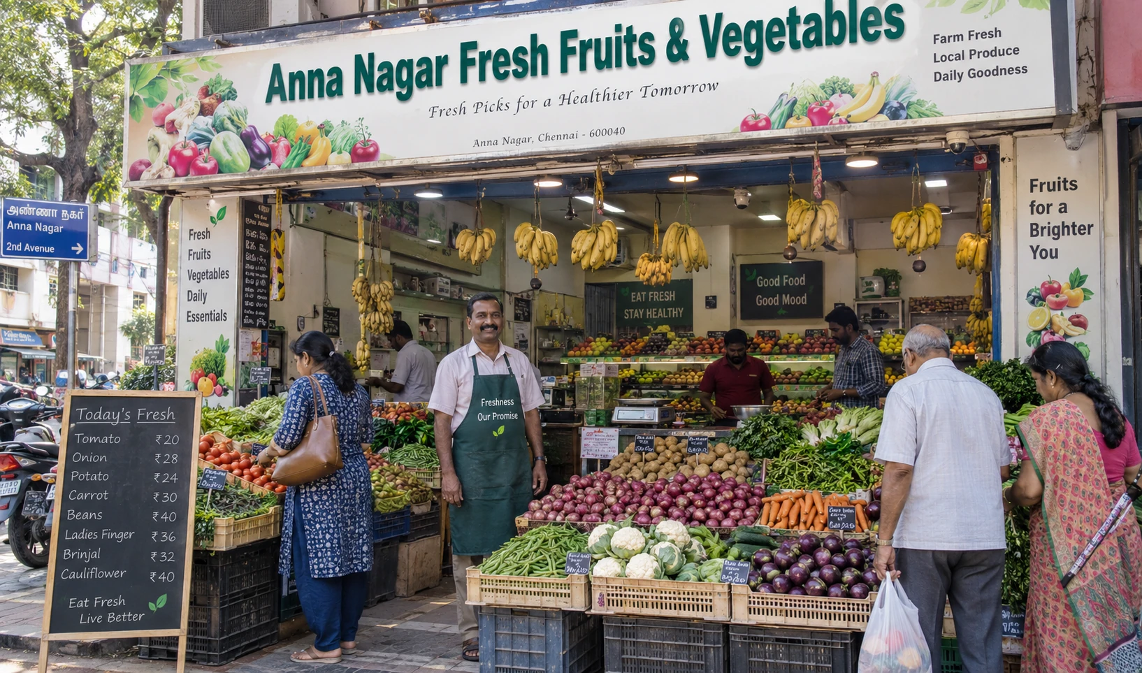 Anna Nagar Fresh Market fruit and vegetable storefront